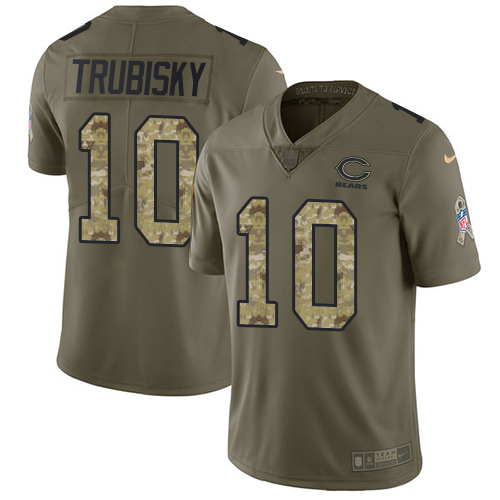 Nike Bears #10 Mitchell Trubisky Olive/Camo Men's Stitched NFL Limited Salute To Service Jersey - Click Image to Close